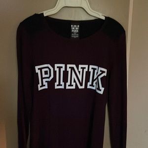 VS Pink polyester/spandex feel long sleeve w/ thumb hole shirt